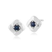 925 Sterling Silver 0.15ct Sapphire Square Crossover Stud Earrings