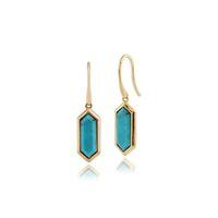 925 Gold Plated Silver 2.60ct Turquoise Hexagonal Prism Drop Earrings