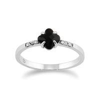 925 sterling silver art deco onyx and marcasite ring