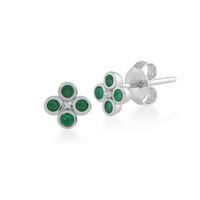 925 Sterling Silver 0.24ct Emerald Stud Earrings