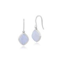 925 Sterling Silver 2.95ct Blue Lace Agate Drop Earrings