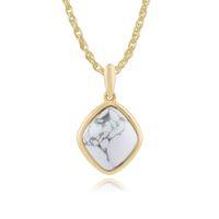925 Gold Plated Sterling Silver 3.40ct Howlite Pendant on 45cm Chain