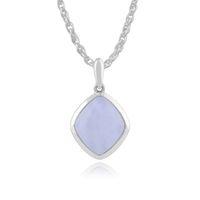 925 Sterling Silver 3.10ct Blue Lace Agate Pendant on 45cm Chain