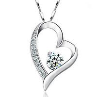 925 fine silver aaa zircon heart love pendant necklaceimitation diamon ...