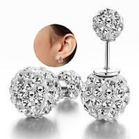 925 Silver Sterling Silver Jewelry Earrings Sample Rhinestone Beads Stud Earring 1Pair