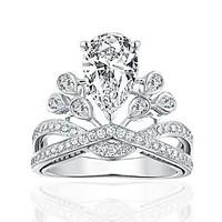 925 Ring Crown Unique Design Wedding Party Daily Jewelry Sterling Silver Zircon Ring 1pcAdjustable Silver