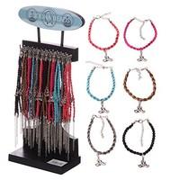 96 piece bracelet set with stand faux leather thai buddha