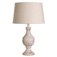 9666CR Searchlight Washed Wood Cream Table Lamp With Round Urn Base With Shade