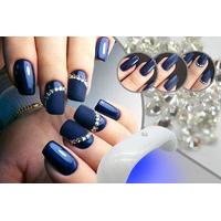 £9.99 instead of £85 for a matte navy gel nail kit with diamante finishes and LED lamp from Boni Caro - save 88%