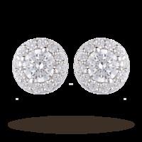 9ct White Gold Cubic Zirconia Halo Stud Earrings