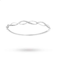 9ct White Gold Diamond Twist Bangle