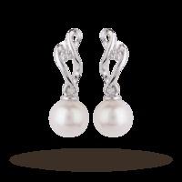 9ct White Gold Fresh Water Pearl Drop Earrings