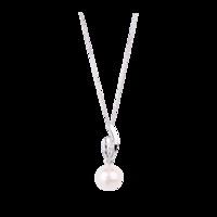 9ct White Gold 0.02ct Diamond 7.5-8mm Fresh Water Pearl Pendant