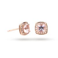 9ct rose gold cushion cut morganite stud earrings