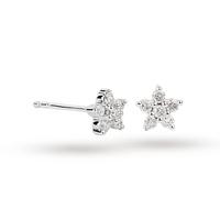 9ct white gold 016ct diamond small flower stud earrings