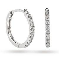 9ct White Gold 0.15ct Diamond Small Hoop