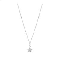 9ct White Gold 0.15ct Diamond Small Flower Pendant