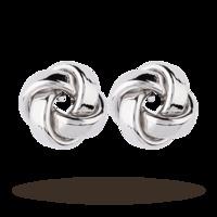 9ct White Gold Flat Knot Stud Earrings