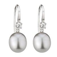 9ct white gold grey freshwater cultured pearl and cubic zirconia earrings