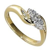 9ct gold 0.25 carat diamond cluster ring