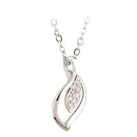 9ct white gold diamond leaf pendant