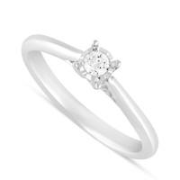 9ct white gold diamond single round brilliant stone ring
