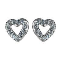9ct white gold cubic zirconia open heart stud earrings
