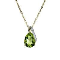 9ct gold peridot and diamond pendant