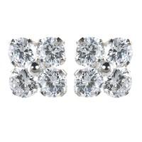 9ct white gold cubic zirconia cluster stud earrings