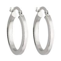 9ct white gold small square edge hoop earrings