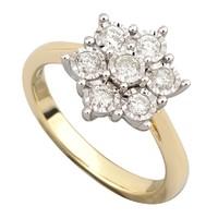 9ct gold 035 carat diamond flower cluster ring