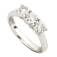 9ct white gold 0.30 carat diamond three stone ring