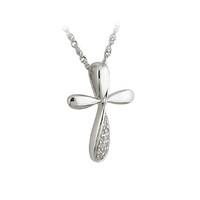 9ct white gold cubic zirconia cross