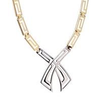 9ct two colour gold Greek Key necklace