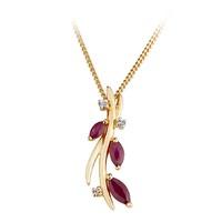 9ct gold marquise ruby and diamond pendant