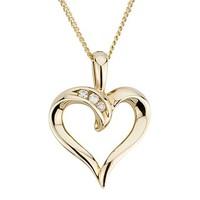 9ct gold diamond open heart pendant