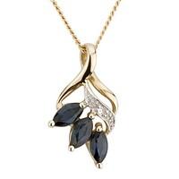 9ct gold sapphire and diamond spray pendant