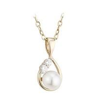 9ct gold freshwater cultured pearl and cubic zirconia pendant
