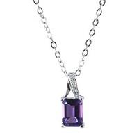 9ct white gold amethyst and diamond pendant