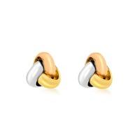 9ct three colour gold knot stud earrings