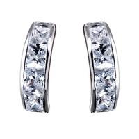 9ct white gold cubic zirconia channel-set earrings