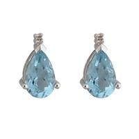 9ct white gold pear-shaped aquamarine and diamond stud earrings