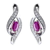 9ct white gold ruby and 0.12 carat diamond stud earrings