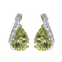 9ct gold peridot and diamond stud earrings