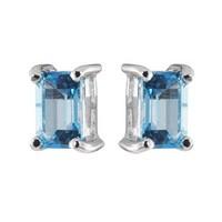 9ct white blue topaz stud earrings