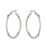 9ct white gold large square edge hoop earrings