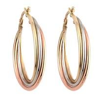 9ct three colour gold medium Russian hoop earring earrings