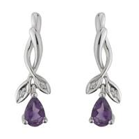 9ct white gold amethyst and 0.12 carat diamond earrings