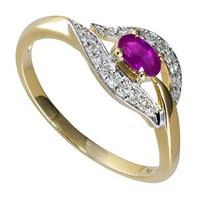 9ct gold oval ruby and diamond ring