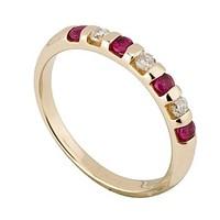9ct gold ruby and diamond bar-set ring